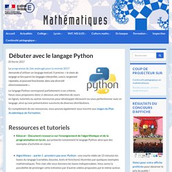 Débuter avec le langage Python - Mathématiques - Académie de Bordeaux