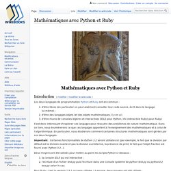 Mathématiques avec Python et Ruby