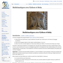 Mathématiques avec Python et Ruby
