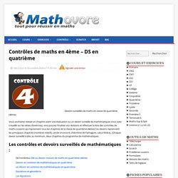Contrôles de mathématiques en quatrième (4ème) et devoirs surveillés de maths en quatrième