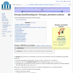 Groupe (mathématiques)/Groupes, premières notions