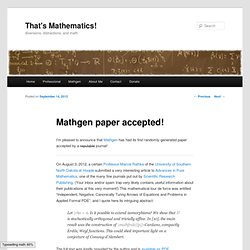 Mathgen paper accepted!