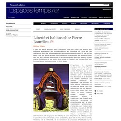 Mathieu Hilgers : Liberté et habitus chez Pierre Bourdieu.