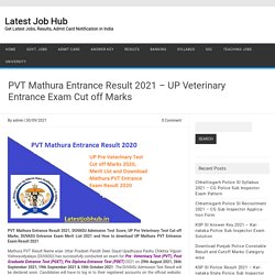 PVT Mathura Entrance Result 2020-21 DUVASU PVT Entrance Exam Cut off Marks
