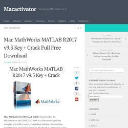 Mac MathWorks MATLAB R2017 v9.3 Key + Crack Full Free Download