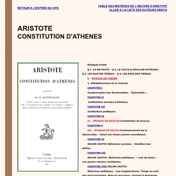 Table des matières  de la constitution d'Athènes d'Aristote