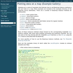 Plotting data on a map (Example Gallery) — Basemap Matplotlib Toolkit 1.0.8 documentation
