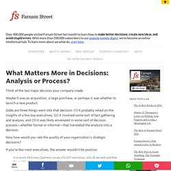 What Matters More in Decisions: Analysis or Process?