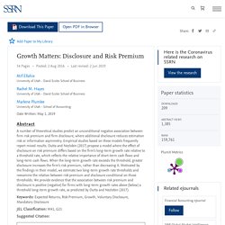 Growth Matters: Disclosure and Risk Premium by Atif Ellahie, Rachel M. Hayes, Marlene Plumlee