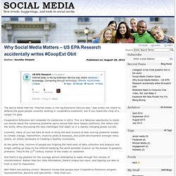 Why Social Media Matters – US EPA Research accidentally writes #CoopExt Obit - Social Media