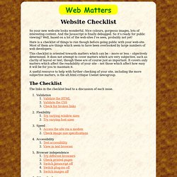 Web Matters - Website Testing Checklist