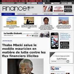 Thabo Mbeki salue le modèle mauricien en matière de lutte contre les flux financiers illicites