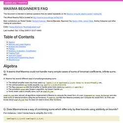 Maxima Beginner’s FAQ