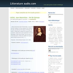 LUCAS, Jean Maximilien – Vie de Spinoza
