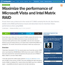 Maximize the performance of Microsoft Vista and Intel Matrix RAID