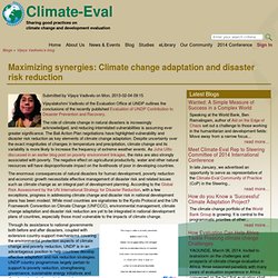 Maximizing synergies: Climate change adaptation and disaster risk reduction