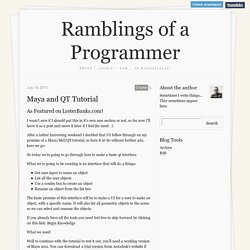 Maya and QT Tutorial