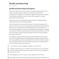 Mcafee activation help – Telegraph