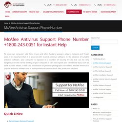 McAfee Antivirus Support Phone Number 1(800)243-0051 Help