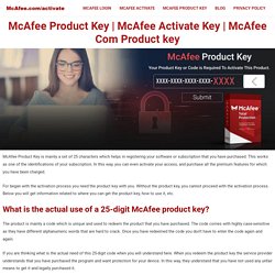 MCAFEE PRODUCT KEY - McAfee.com/activate – Activate McAfee With 25 Digit Product Key​