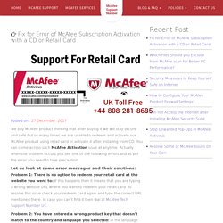 Fix for Error of McAfee Subscription Activation with a CD or Retail Card