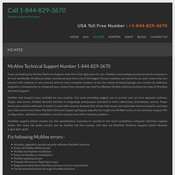 McAfee Technical Support Number USA (Toll Free) 1-844-829-3670