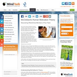 McClelland's Human Motivation Theory - From MindTools.com