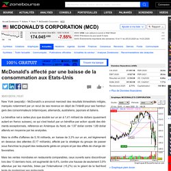 McDonald's affecté par une baisse de la consommation aux Etats-Unis