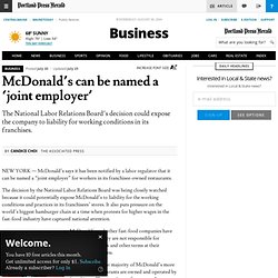 McDonald's can be named a 'joint employer'