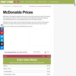McDonalds Prices - Fast Food Menu Prices