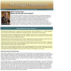 The McDougall Newsletter - When Friends Ask: Where Do You Get Your Protein?