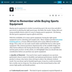 What to Remember while Buying Sports Equipment