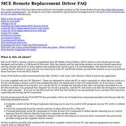 MCE Remote Replacement Driver FAQ