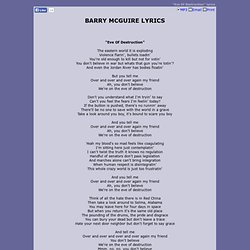 BARRY MCGUIRE LYRICS - Eve Of Destruction