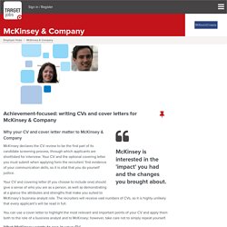 Achievement-focused: writing CVs and cover letters for McKinsey & Company
