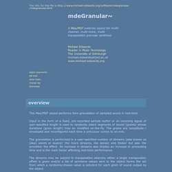 mdeGranular~: granular synthesis external for max/msp