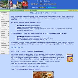 British Meals and Meal Times in England, Scotland and Wales