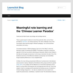 Meaningful rote learning and the ‘Chinese Learner Paradox’