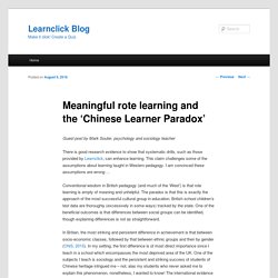 Meaningful rote learning and the ‘Chinese Learner Paradox’