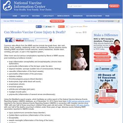 Can measles vacine cause injury and death - National Vaccine Information Center