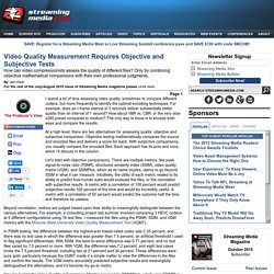 Video Quality Measurement Requires Objective and Subjective Tests