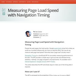 Measuring Page Load Speed with Navigation Timing