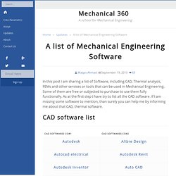 A list of Mechanical Engineering Software