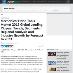 Mechanical Hand Tools Market 2018 Global Leading Players, Trends, Segments, Regional Analysis and Industry Growth by Forecast to 2023