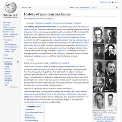 History of quantum mechanics
