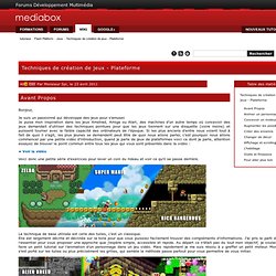 Techniques de création de jeux - Plateforme - Mediabox - Centre de Formation Adobe - Ressources