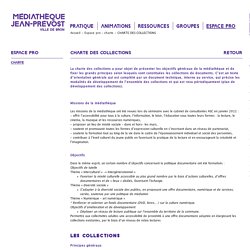 Médiathèque de Bron - Espace pro - charte - CHARTE DES COLLECTIONS