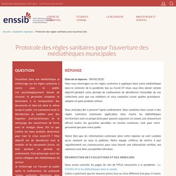 Protocole des règles sanitaires pour l'ouverture des médiathèques municipales