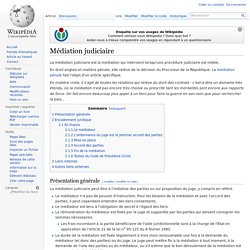 Article Wikipedia sur la Médiation Judiciaire