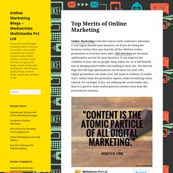 Top Merits of Online Marketing – Online Marketing Blogs – Mediatricks Multimedia Pvt Ltd